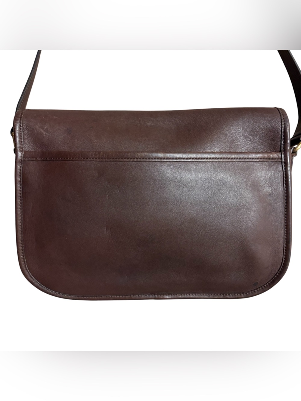 Vtg 9790 Brown Leather Saddle Bag Turnlock Adjustable Strap - Picture 6 of 14